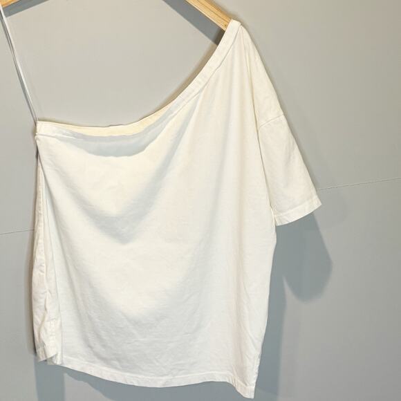 Anthropologie Pilcro White One Shoulder Short Sleeve Tee - size Medium - Picture 4 of 6